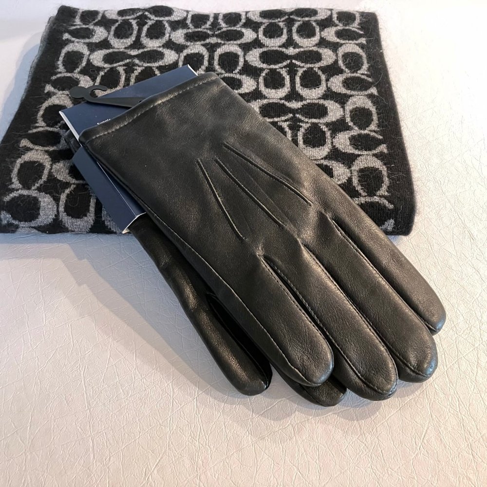 NEW Coach Scarf Wool Cashmere Viscose Black Gray NWOT - Picture 4 of 4